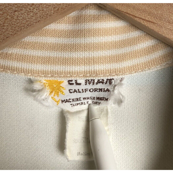 VTG EL MAR 70s MCM‎ Top Women's Sz S Striped Full Zip 1/2 Sleeve Collar Knit - Picture 3 of 8